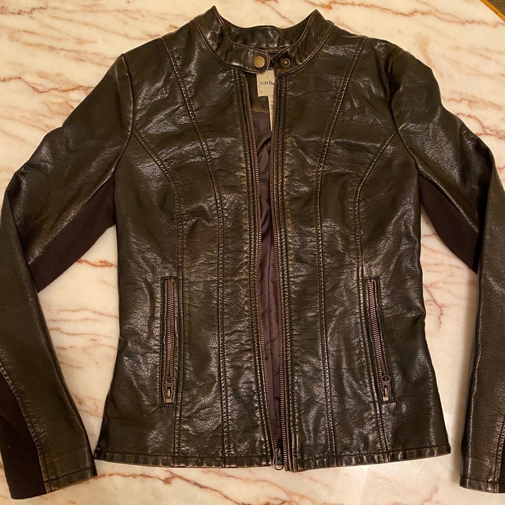 Faux leather bomber jacket